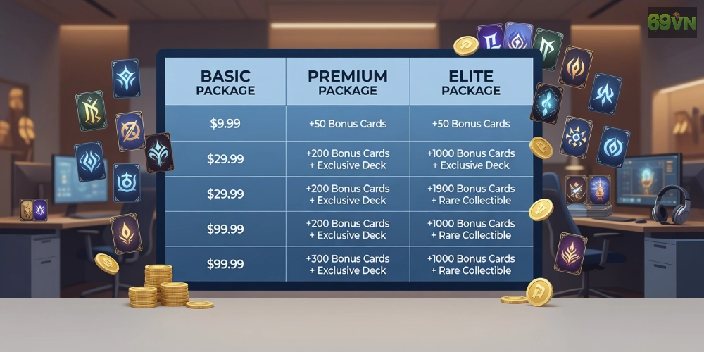 Bảng giá chi tiết các gói nạp tiền và ưu đãi game bài uy tín 69vn năm 2025