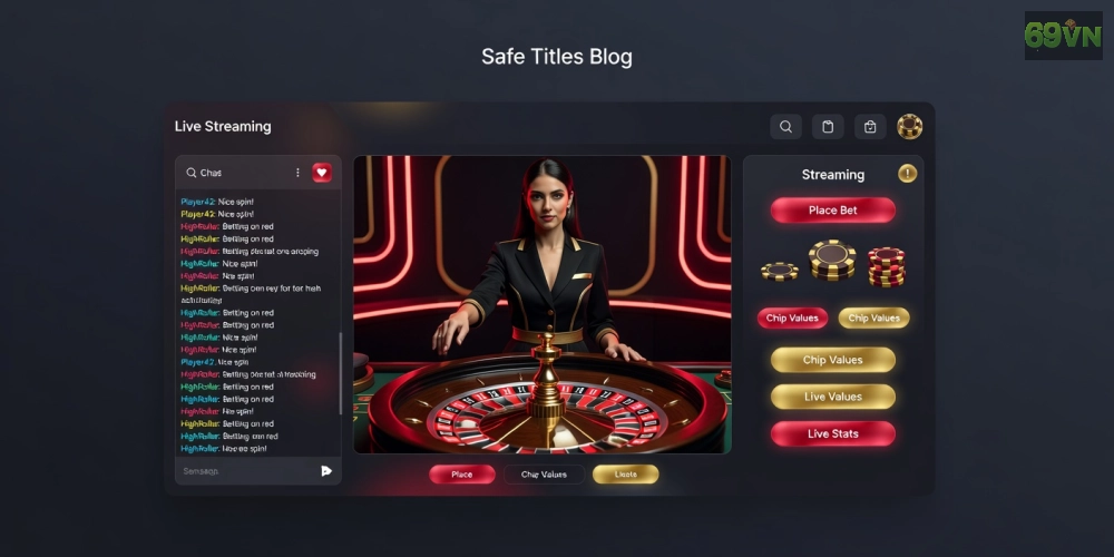 Hình ảnh minh họa giao diện casino live house 69vn hiện đại với dealer chuyên nghiệp